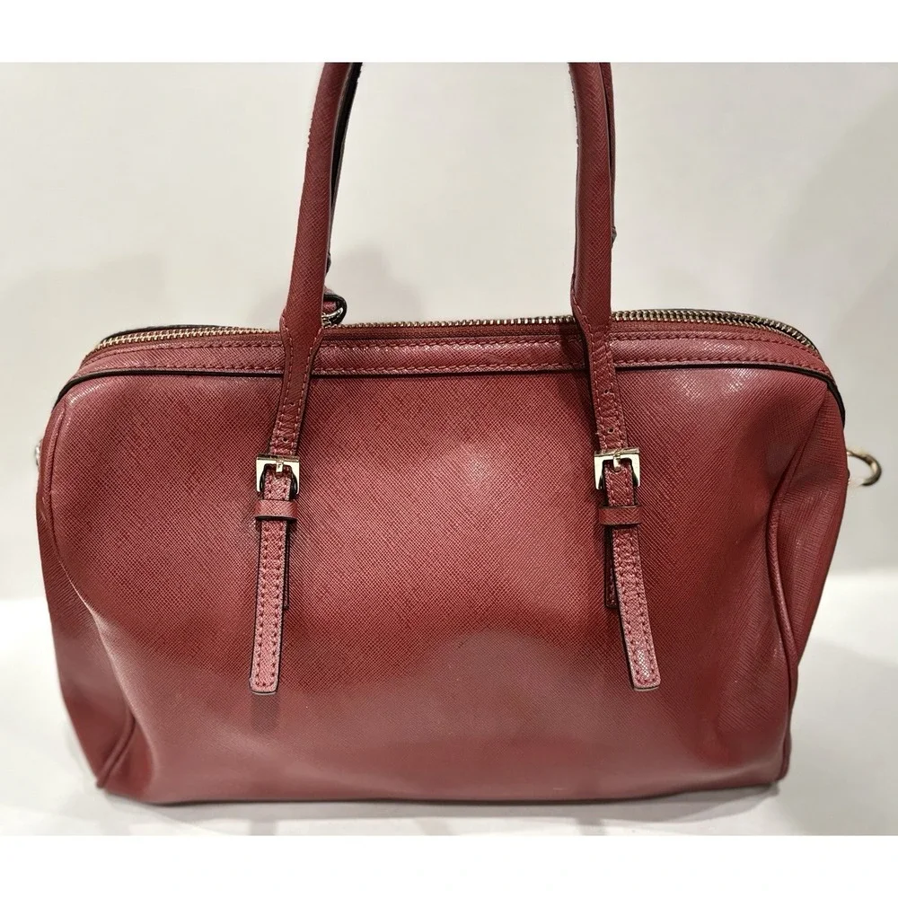 Coccinelle Red Saffiano Leather Satchel Tote Bag Gold Hardware Italy EUC